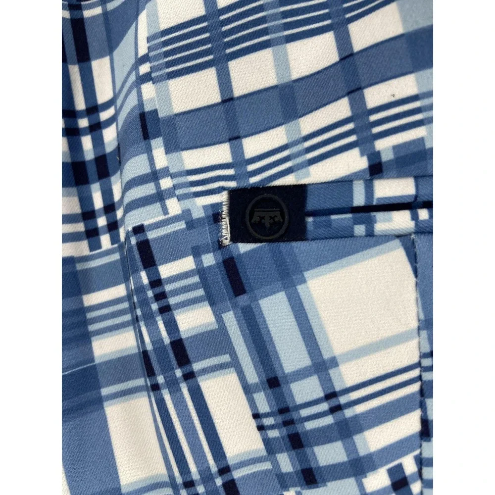 Peter Millar Shorts Mens 38‎ Blue Plaid Crown Crafted Golf Stretch Chino 9